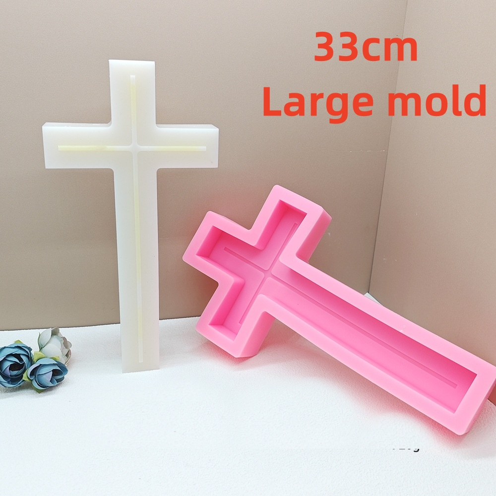 Model Kit Cement - 8-33cm Large Jesus Cross Candle Silicone